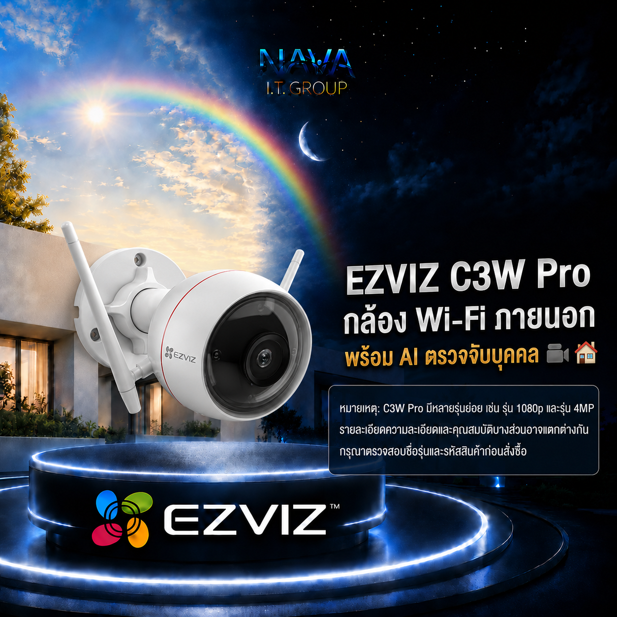 EZVIZ C3W Pro กล้อง Wi‑Fi ภายนอก พร้อม AI ตรวจจับบุคคล 📹🏠