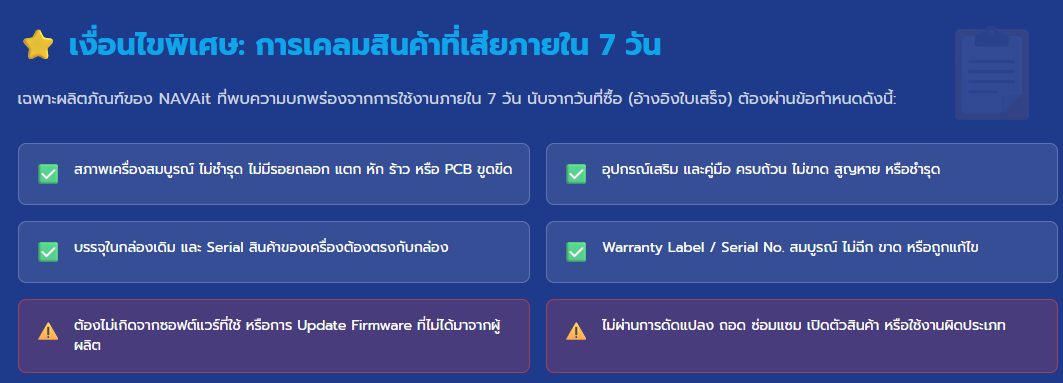 เงื่อนไขการรับประกันสินค้ากล้องวงจรปิด