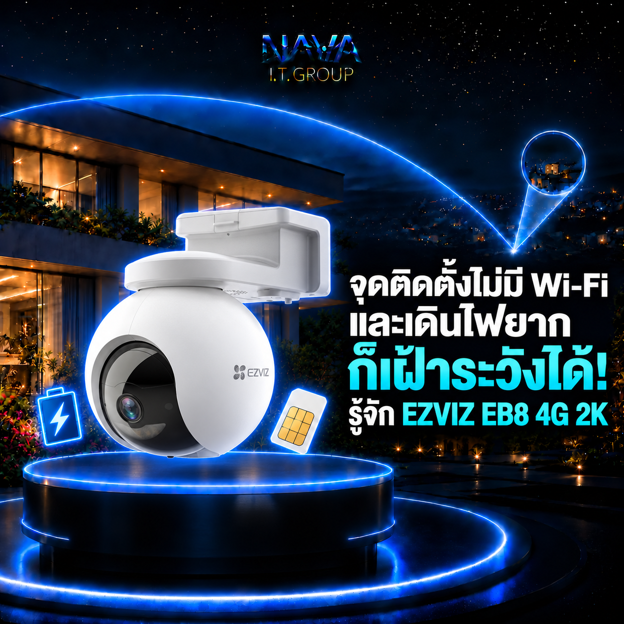 จุดติดตั้งไม่มี Wi‑Fi และเดินไฟยาก ก็เฝ้าระวังได้! รู้จัก EZVIZ EB8 4G 2K 📹📶🔋