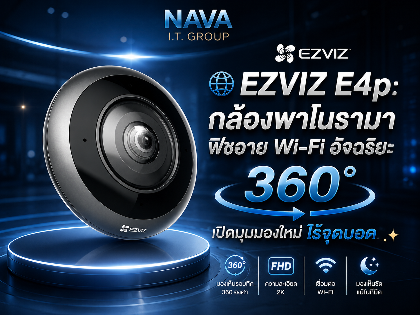 🌐 EZVIZ E4p: กล้องพาโนรามาฟิชอาย Wi-Fi อัจฉริยะ 360° เปิดมุมมองใหม่ไร้จุดบอด ✨