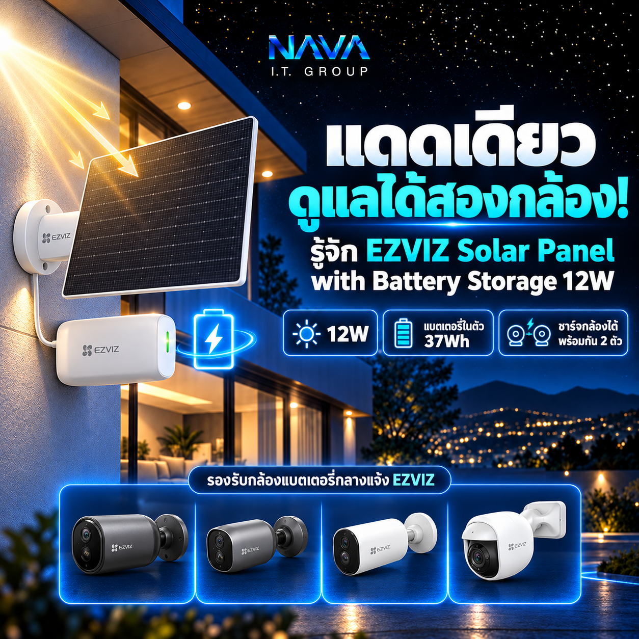 ☀️ แดดเดียว ดูแลได้สองกล้อง! รู้จัก EZVIZ Solar Panel with Battery Storage 12W
