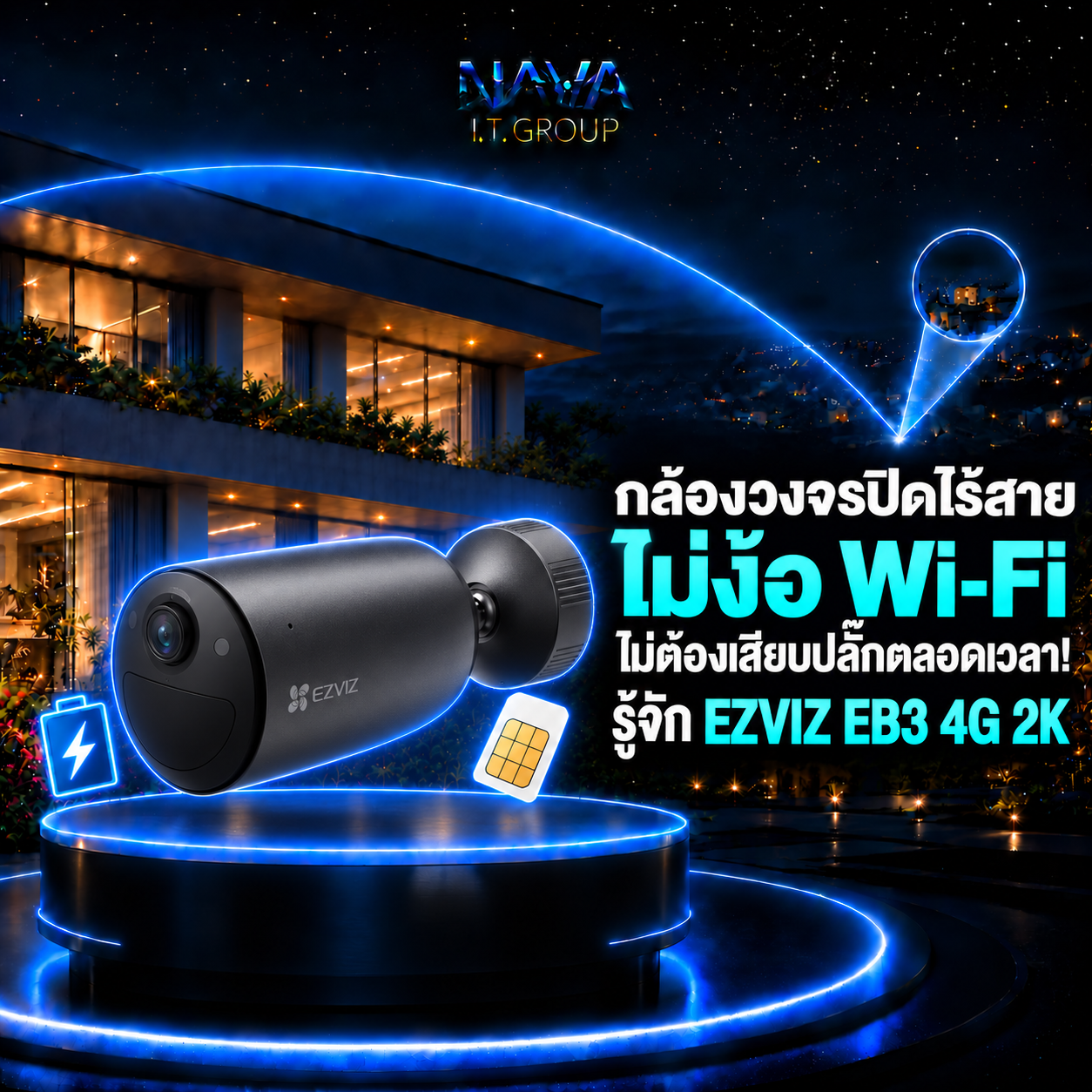 กล้องวงจรปิดไร้สาย ไม่ง้อ Wi‑Fi ไม่ต้องเสียบปลั๊กตลอดเวลา! รู้จัก EZVIZ EB3 4G 2K 📹📶🔋