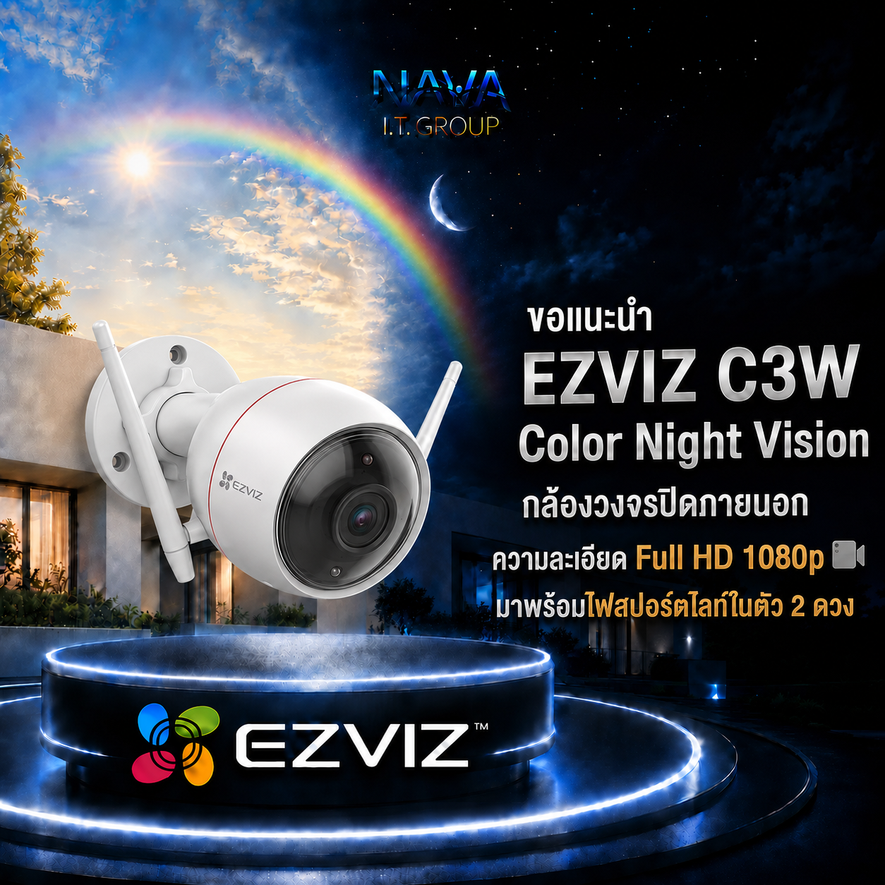 ขอแนะนำ EZVIZ C3W Color Night Vision กล้องวงจรปิดภายนอก ความละเอียด Full HD 1080p 📹 มาพร้อมไฟสปอร์ตไลท์ในตัว 2 ดวง