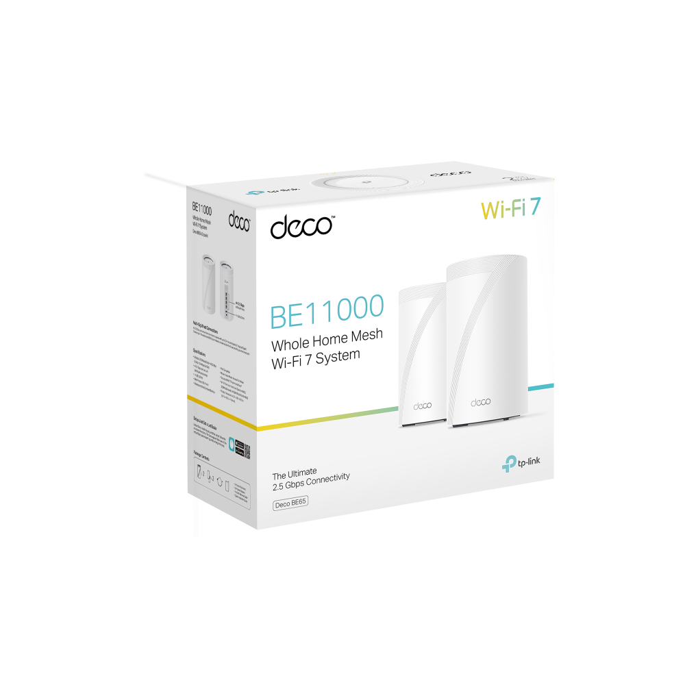 TP-LINK Deco BE65 (Pack 2) BE11000 Whole Home Mesh WiFi 7 System