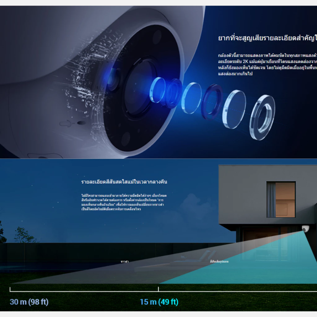 Ezviz รุ่น H4 2K Wi-Fi Smart Home Camera กล้องวงจรปิดครอบคลุมทั้งภายในเเละภายนอก