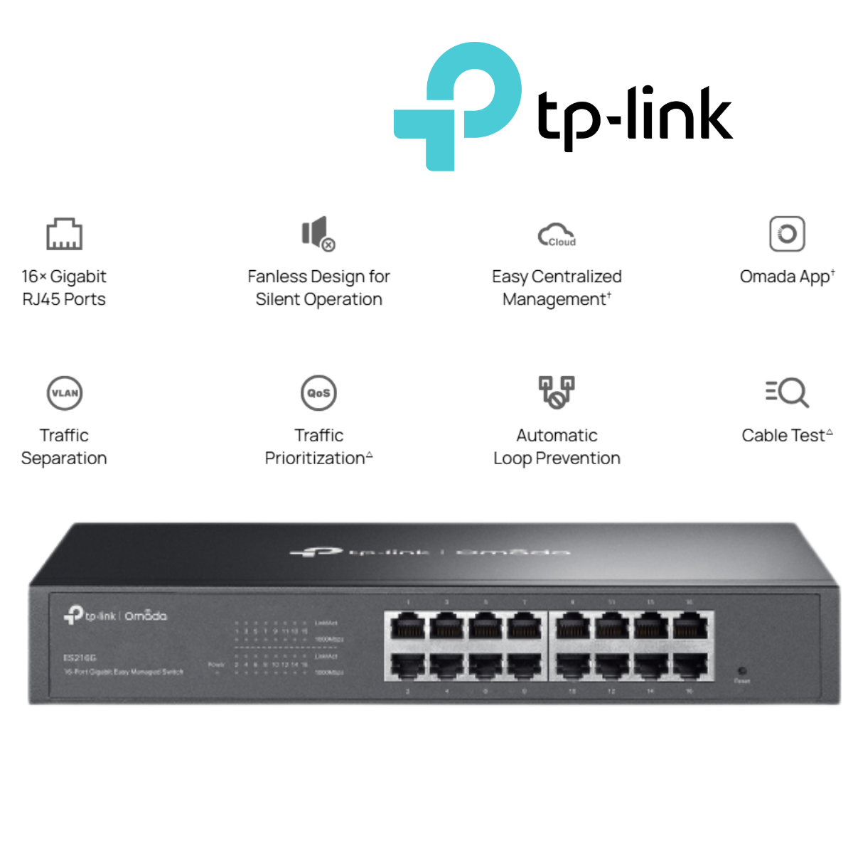 TP-LINK ES216G Omada 16-Port Gigabit Easy Managed Switch รับประกันศูนย์ไทย