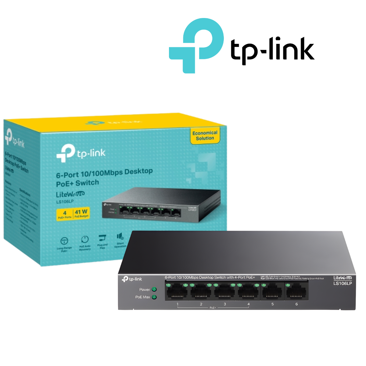 TP-Link LS106LP PoE+ 4-Port 6-Port 10/100Mbps Desktop Switch