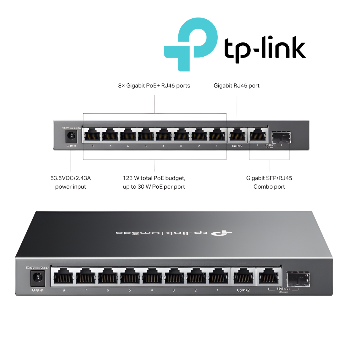 TP-LINK ES210GMP Omada 10-Port PoE+ Gigabit Easy Managed Switch รับประกันศูนย์ไทย