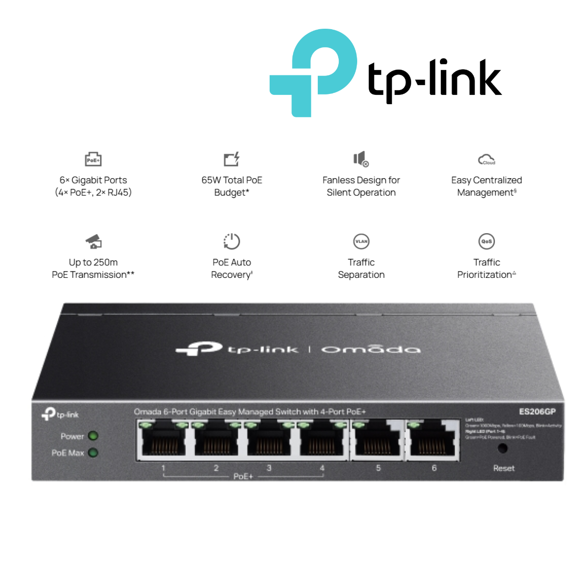 TP-LINK ES206GP Omada 6-Port PoE+ Gigabit Easy Managed Switch รับประกันศูนย์ไทย