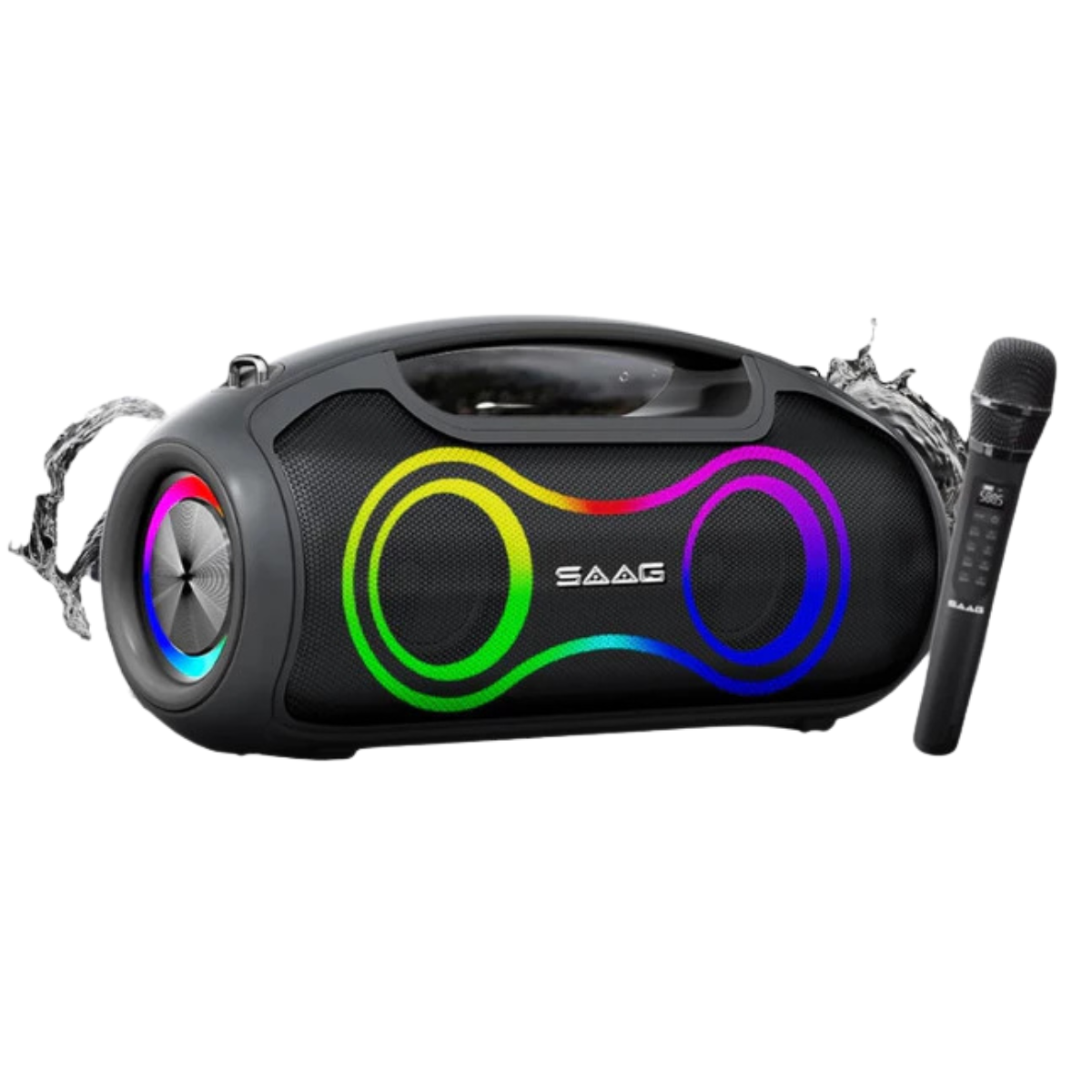 SAAG PERFECT STORM ลำโพงกันน้ำ IPX5 ไฟ RGB 60W พร้อมไมค์ไร้สาย รับประกัน 1 ปี