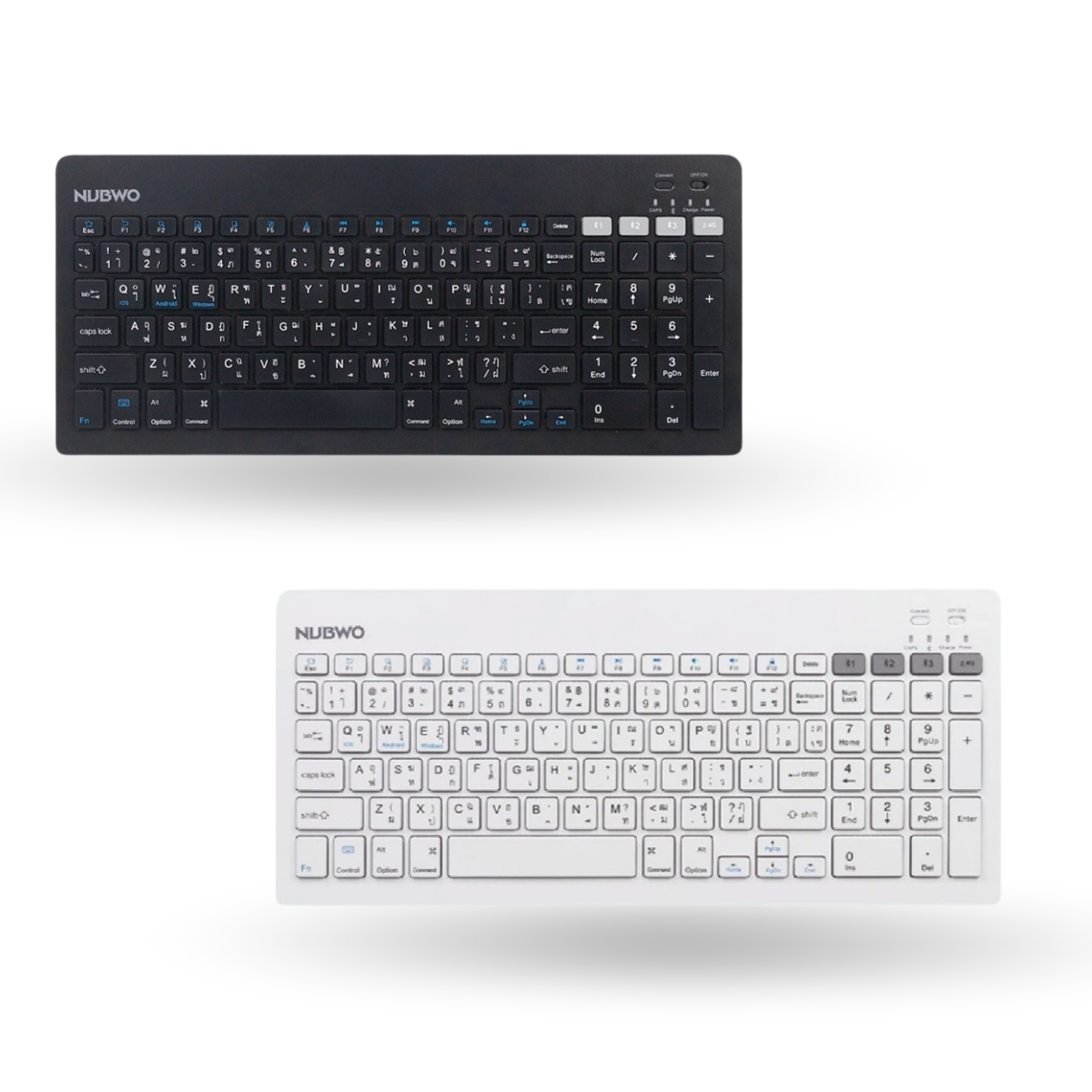 NUBWO NKB112 WIRELESS AND BLUETOOTH KEYBOARD คีย์บอร์ดไร้สาย แบบเบาบาง รับประกัน 1 ปี