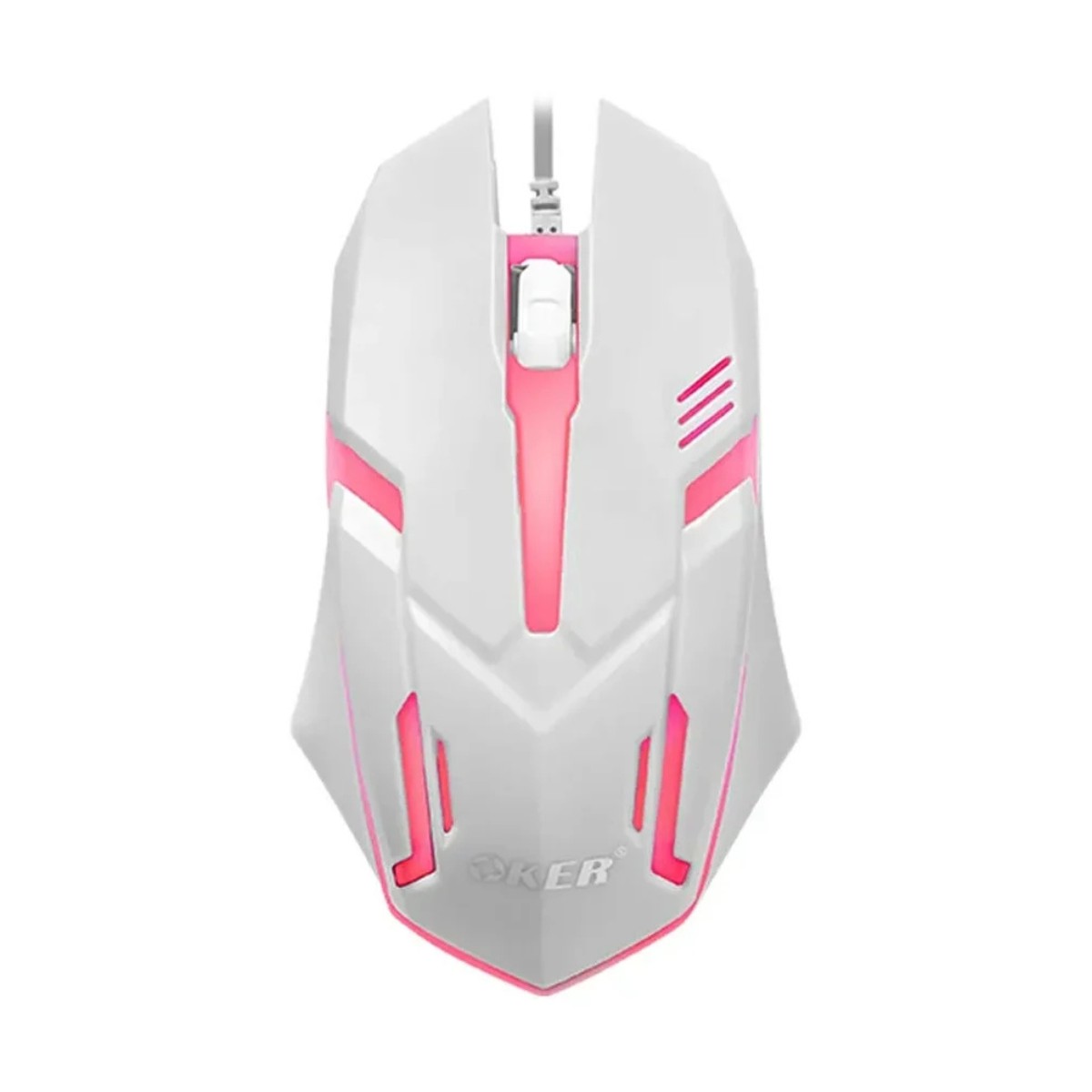 OKER OP-167 BLACK/WHITE/PINK WIRED LED GAMING MOUSE เมาส์เกมมิ่งมีไฟเปลี่ยนสี ประกัน 1 ปี