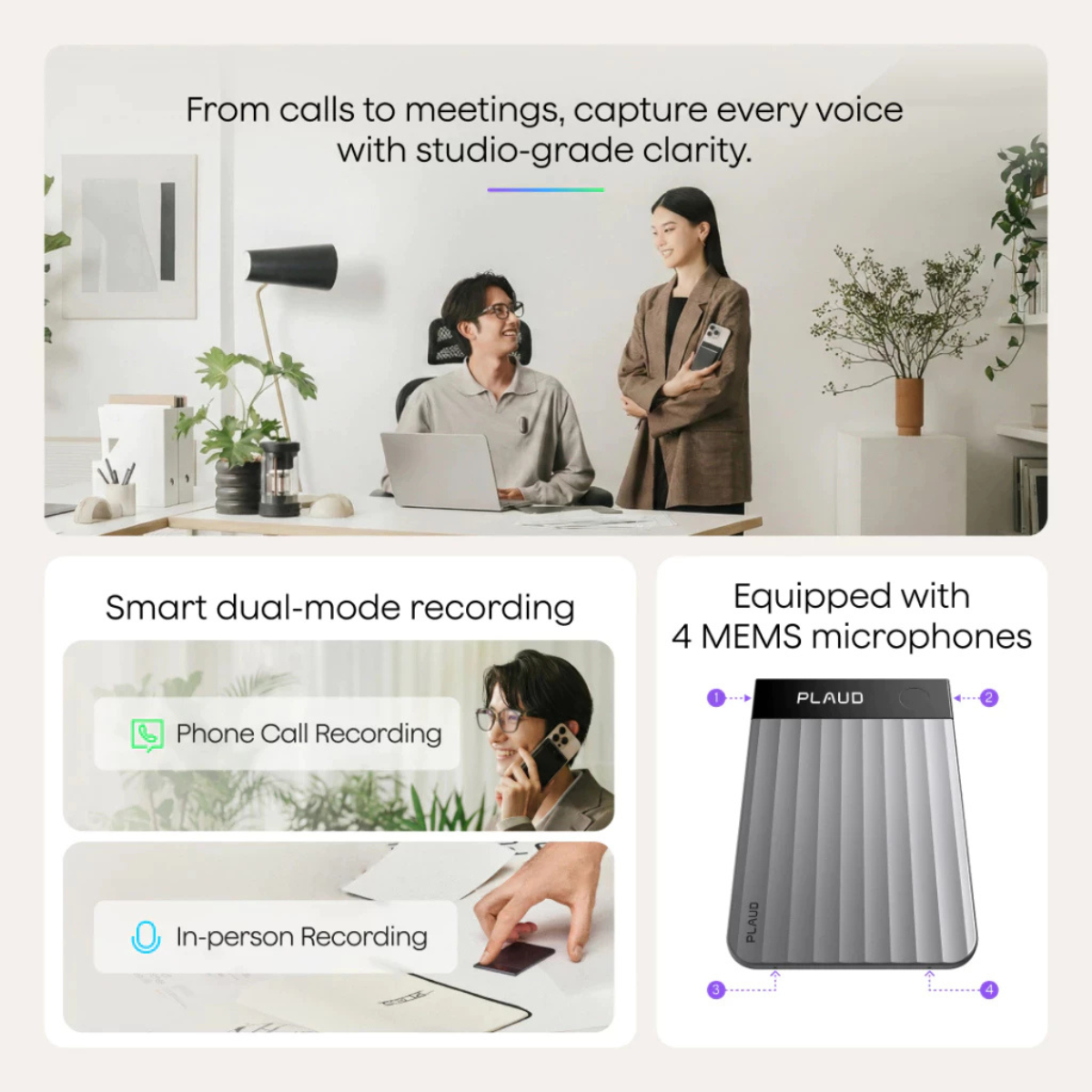 PLAUD Note Pro AI Voice Recorder เครื่องบันทึกเสียง Ai แปลภาษา อุปกรณ์จดบันทึก รับประกัน 1 ปี