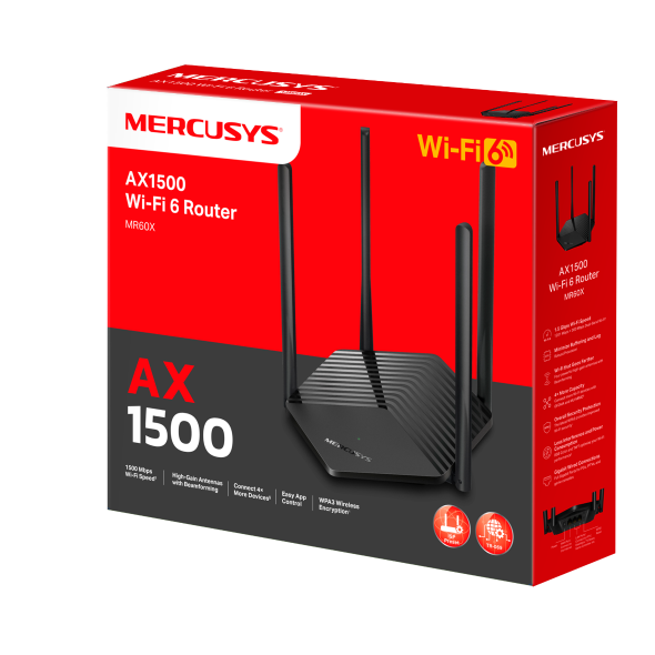 MERCUSYS MR60X AX1500 เราเตอร์ WIFI6 เร้าเตอร์รับสัญญาณ รับประกัน 3 ปี