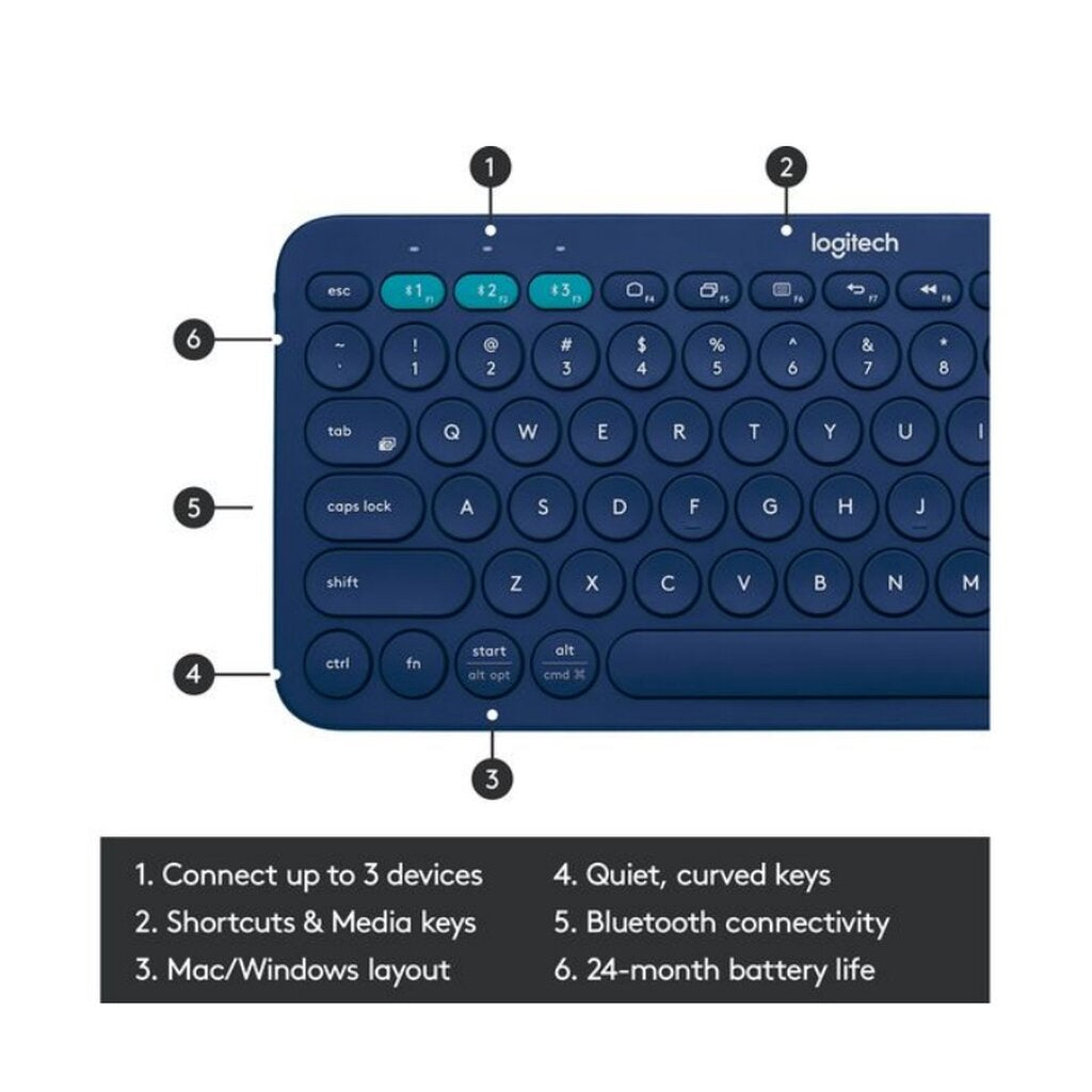 LOGITECH K380 BLUE MULTI-DEVICE BLUETOOTH KEYBOARD