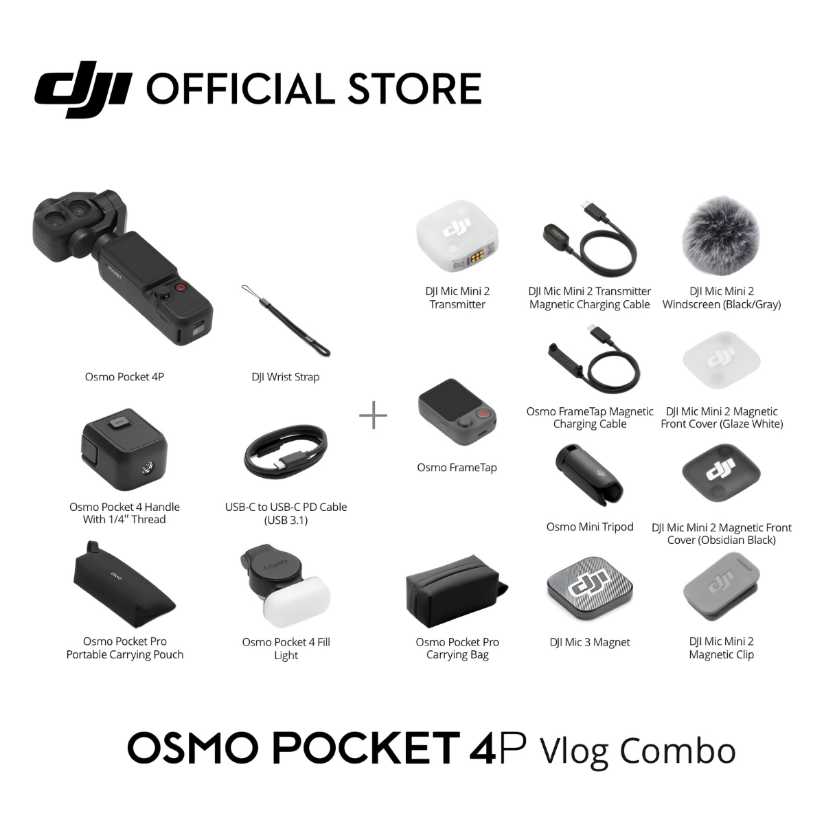 DJI Osmo Pocket 4P Standard Combo กล้องถ่ายถาพนิ่งเเละวิดีโอ  4K/240fps ความจำในตัว 103GB ประกัน 1 ปี