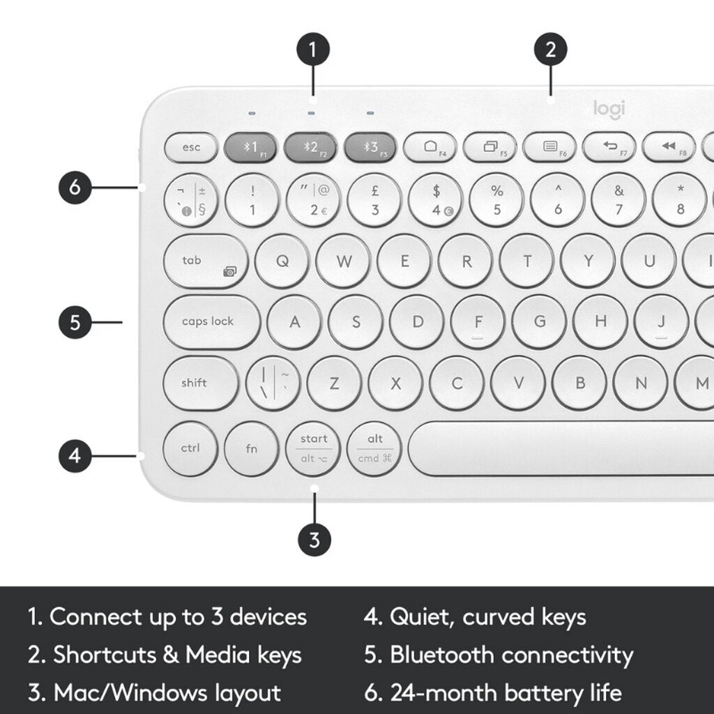 LOGITECH K380 WHITE MULTI-DEVICE BLUETOOTH KEYBOARD