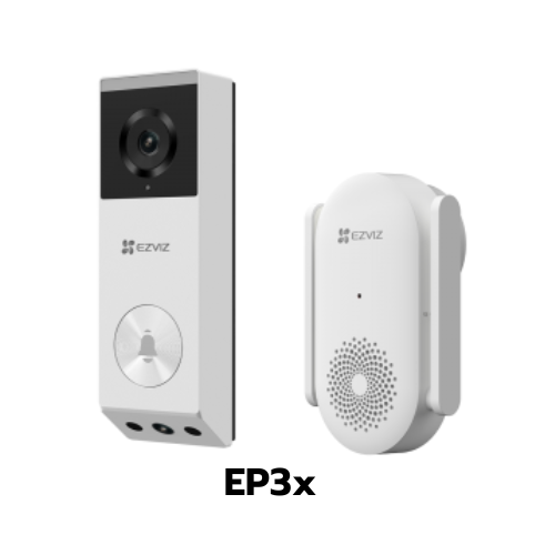 EZVIZ EP3x 2K (3MP) Battery- Powered Video Doorbell Kit มีกริ่ง Wi-Fi ในตัว แบตเตอรี่ลิเธียมแบบชาร์จ