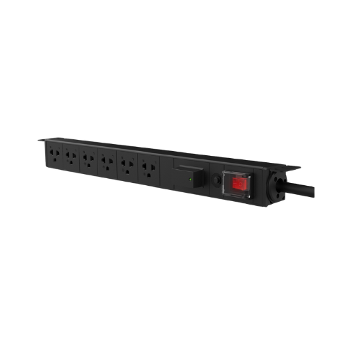 GLINK GPDU-08K BLACK 5M รางปลั๊กไฟตู้ Rack 6ช่อง 5เมตร 1สวิตช์ สีดำ Surge + Overload มอก.แท้