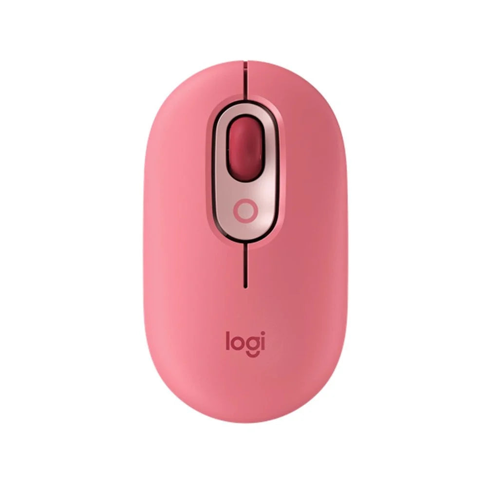 LOGITECH POP MOUSE สีแดง HEARTBREAKER WIRELESS MOUSE พร้อมอิโมจิปรับแต่งได้