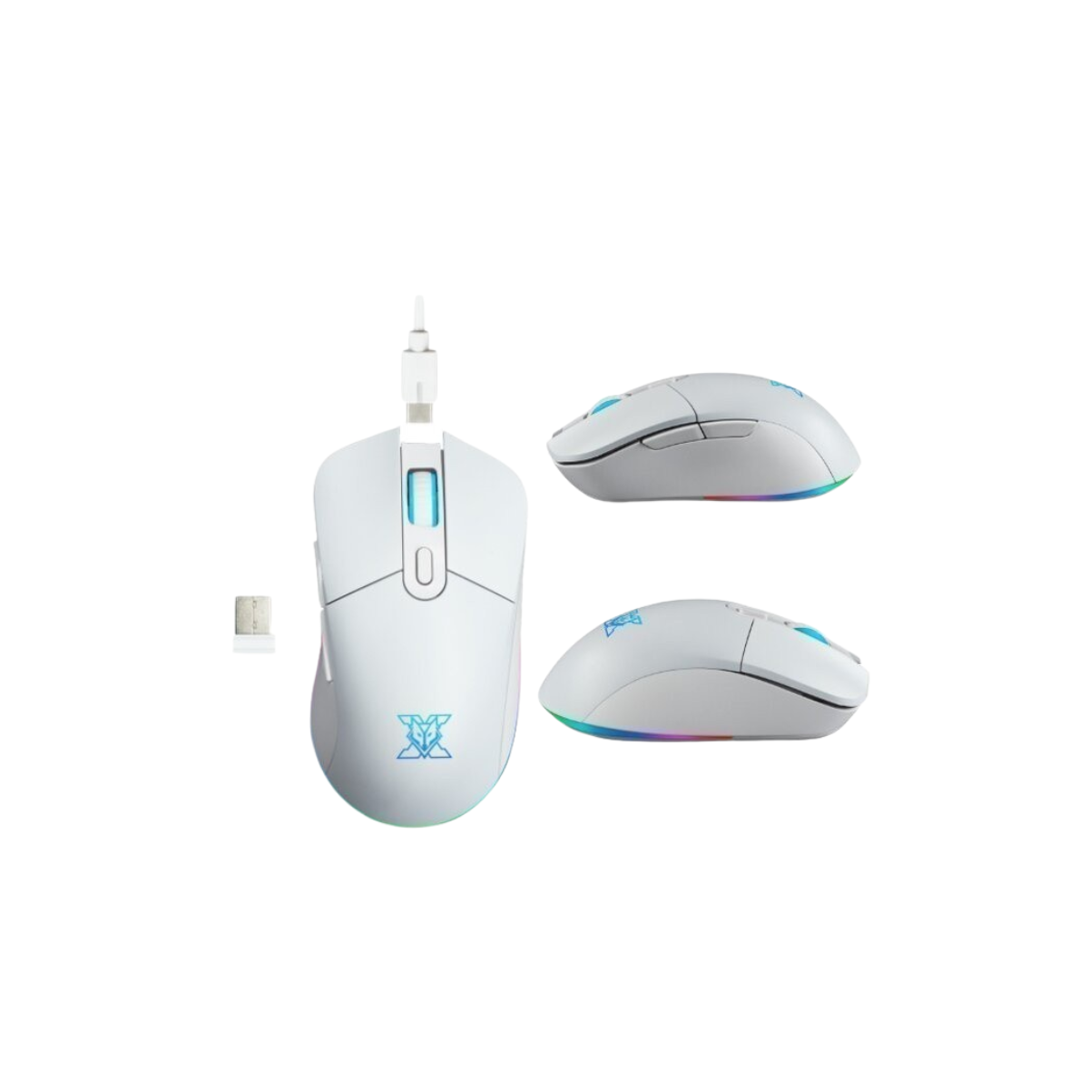 NUBWO เมาส์เกมมิ่ง เมาส์ไร้สาย X55 WHITE ARCADIA WIRELESS MACRO MOUSE ประกัน 2ปี