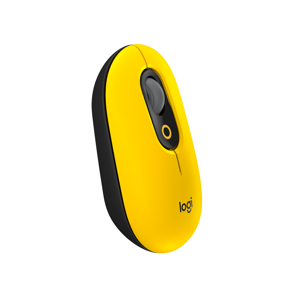 LOGITECH POP MOUSE สีเหลือง BLAST WIRELESS MOUSE พร้อมอิโมจิปรับแต่งได้