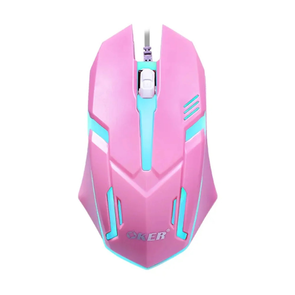 OKER OP-167 BLACK/WHITE/PINK WIRED LED GAMING MOUSE เมาส์เกมมิ่งมีไฟเปลี่ยนสี ประกัน 1 ปี