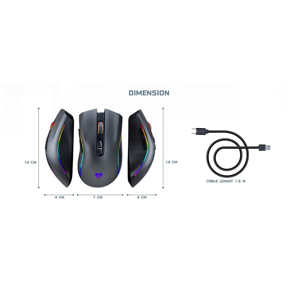 เม้าส์ NUBWO NM89W Wireless Gaming mouse (สีขาว)