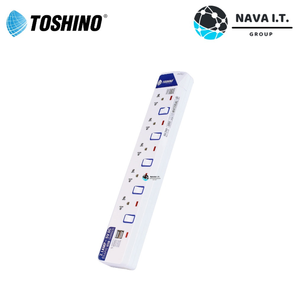 🛵มีส่งด่วน💨TOSHINO ET-915 USB ปลั๊กไฟ ปลั๊กพ่วง 5 ช่องสายไฟยาว 3เมตร WARRANTY 3 YEAR