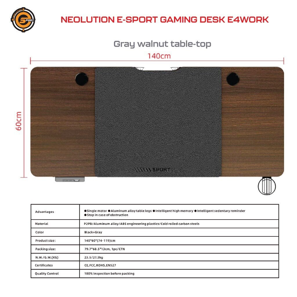 Neolution E-Sport Gaming Desk รุ่น E4WORK E4 BLACK โต๊ะปรับระดับไฟฟ้า อัตโนมัติ