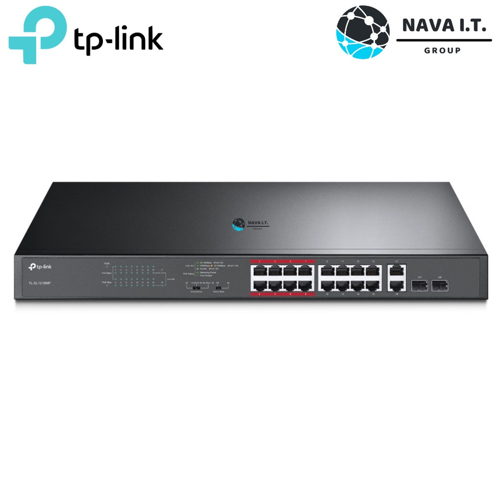 TP-LINK TL-SL1218MP 16-PORT 10/100MBPS +2-PORT GIGABIT UNMANAGED POE SWITCH ประกันตลอดการใช้งาน