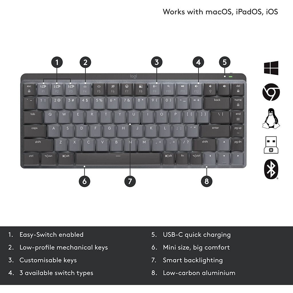 LOGITECH MX MECHANICAL MINI (EN/TH) LINEAR WIRELESS ILLUMINATED KEYBOARD