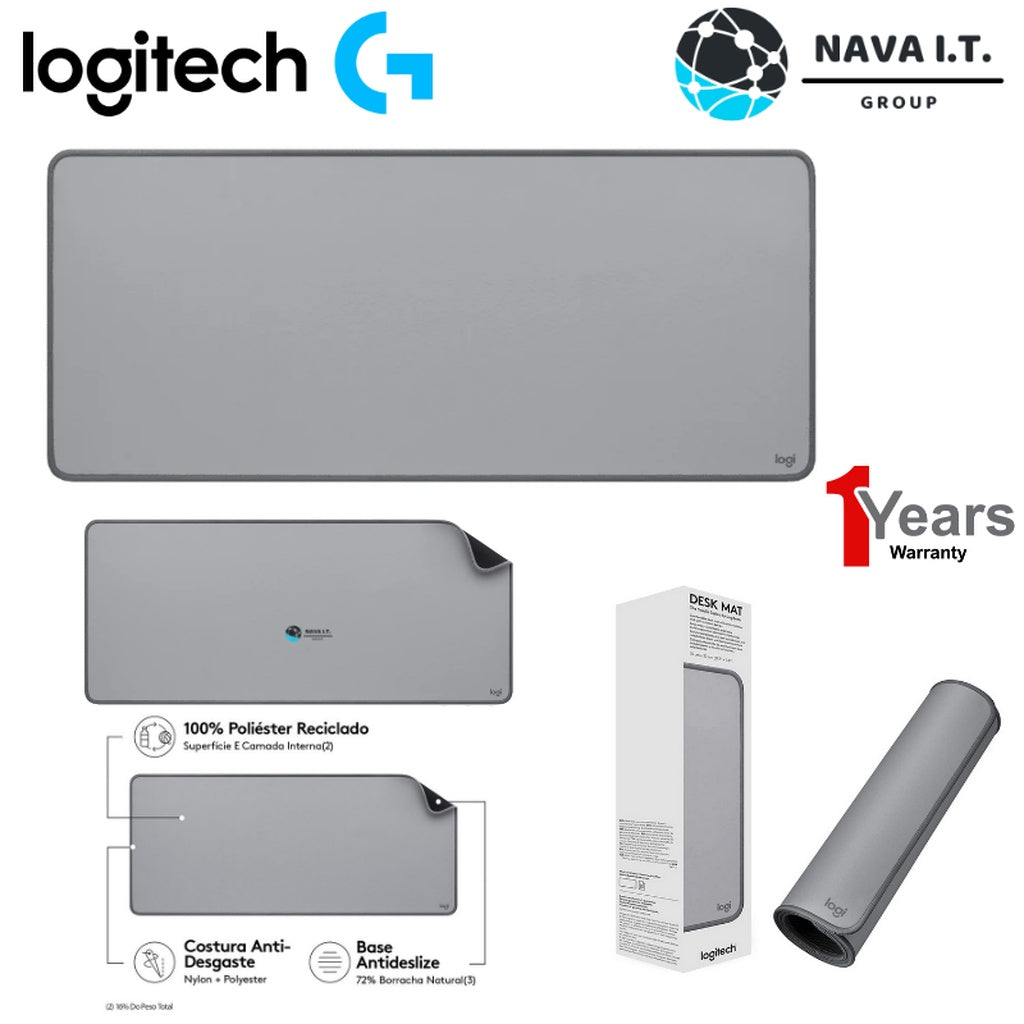 LOGITECH DESK MAT STUDIO SERIES แผ่นรองเมาส์ สีเทา