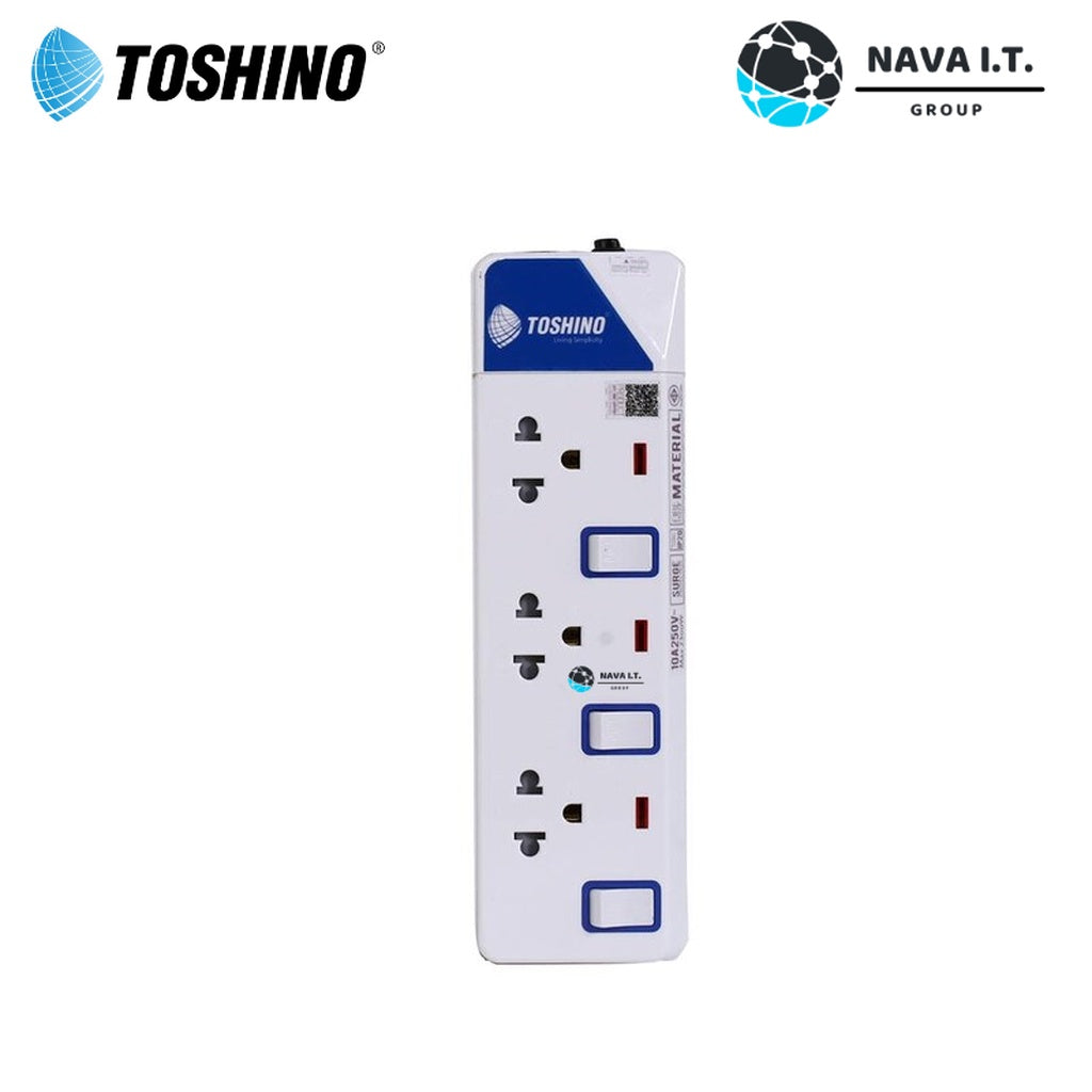 TOSHINO ET-913 ปลั๊กไฟ ปลั๊กพ่วง 3 ช่อง สายไฟยาว 3 เมตร WARRANTY 3 YEAR