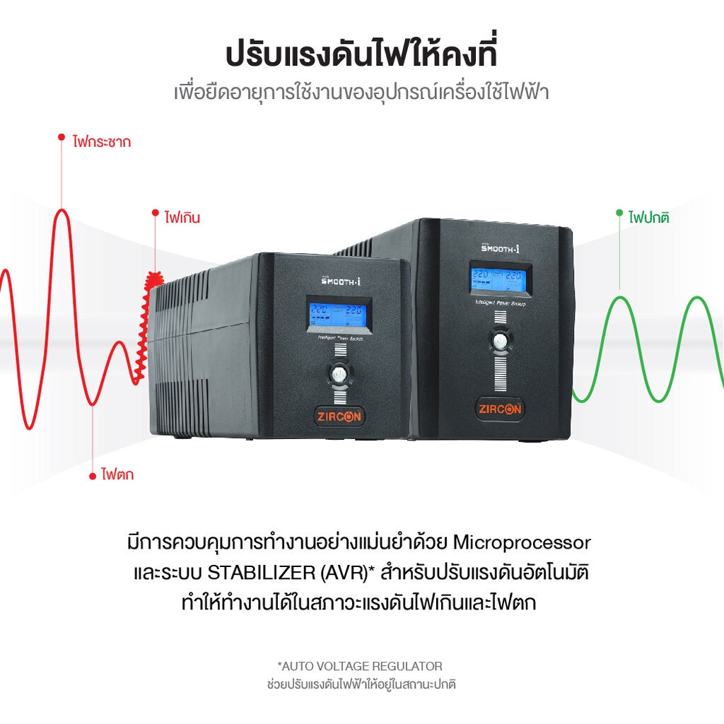เครื่องสำรองไฟ ZIRCON UPS Smooth-I 2000VA/1200W