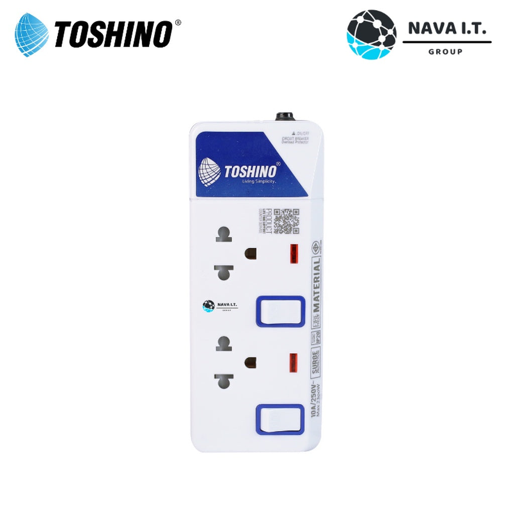 🛵มีส่งด่วน💨TOSHINO ET-912 ปลั๊กไฟ ปลั๊กพ่วง 2 ช่อง สายไฟยาว 3 เมตร WARRANTY 3 YEAR