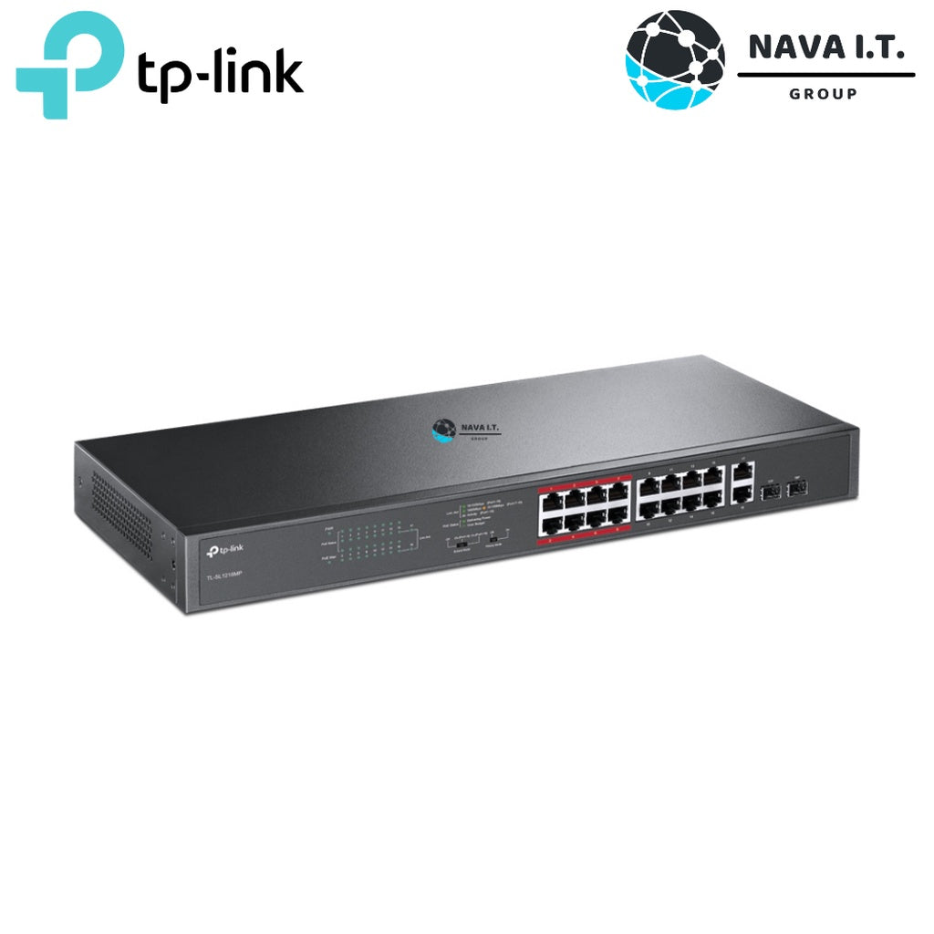 TP-LINK TL-SL1218MP 16-PORT 10/100MBPS +2-PORT GIGABIT UNMANAGED POE SWITCH ประกันตลอดการใช้งาน