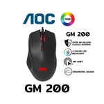 AOC GK200 GAMING KEYBOARD RAINBOW LED BACKLIGHT GM200 4200 DPI RGB LIGHTING