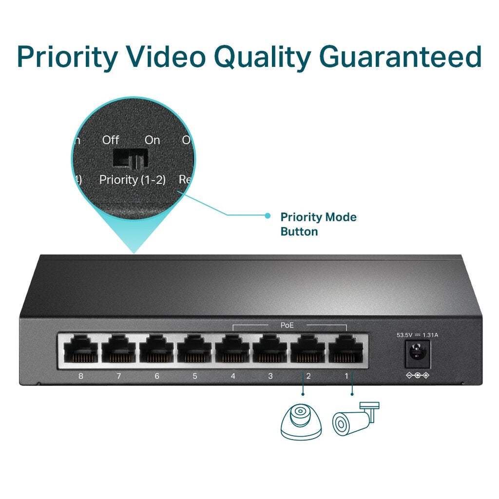 TP-LINK SWITCH HUB 8 PORT TL-SF1008P 10/100 WITH 4 PORT POE
