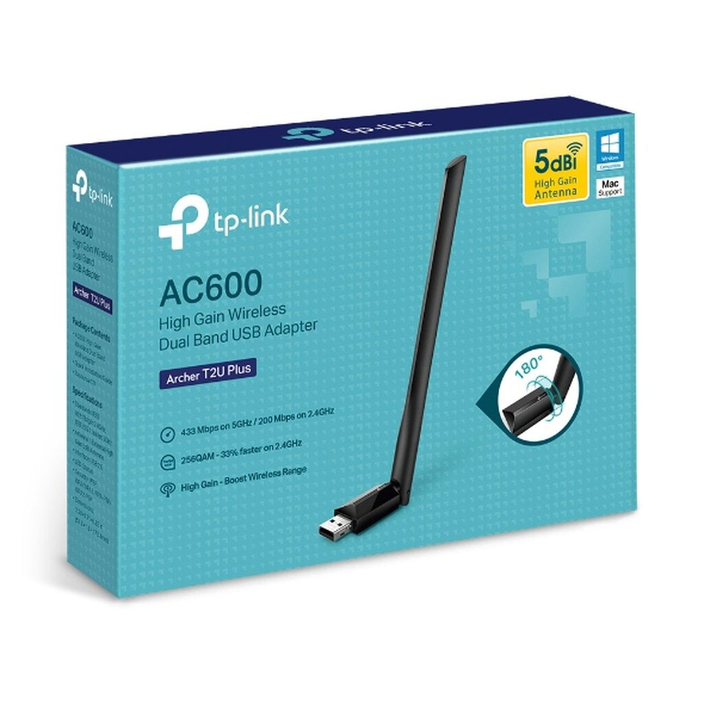 TP-Link Archer T2U Plus อุปกรณ์รับสัญญาณ Wi-Fi AC600 High Gain Wireless Dual Band USB