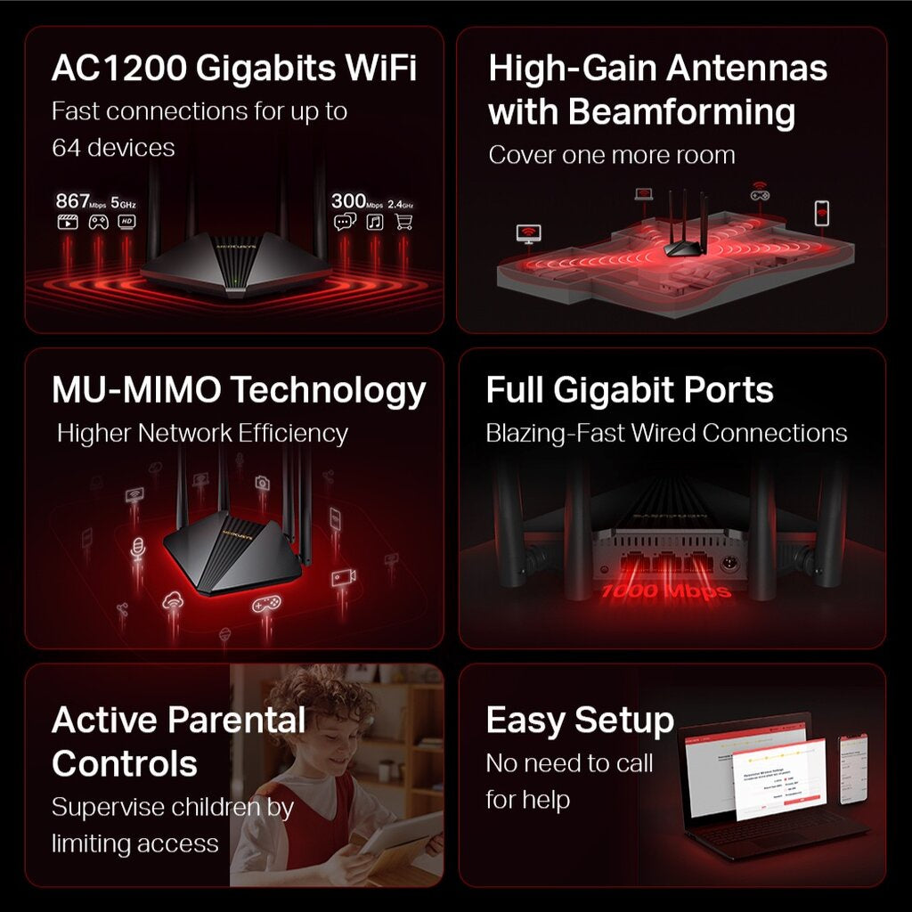 MERCUSYS เร้าเตอร์ MR30G AC1200 WIRELESS DUAL BAND GIGABIT ROUTER - รับประกัน 3ปี