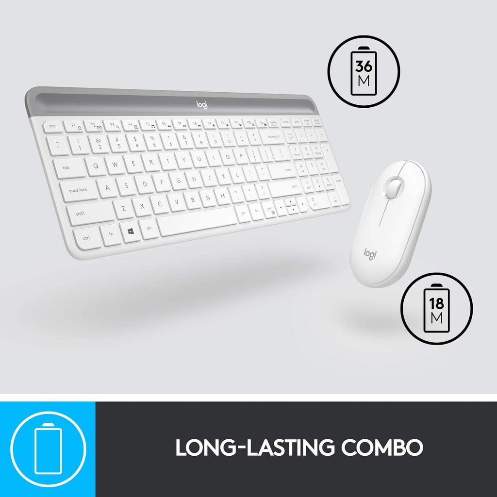 LOGITECH MK470 WHITE SLIM WIRELESS COMBO