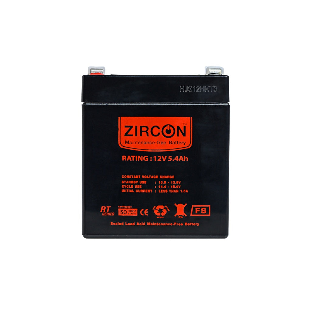 ZIRCON แบตเตอรี่ 12V 5.4Ah Maintenance Free Battery