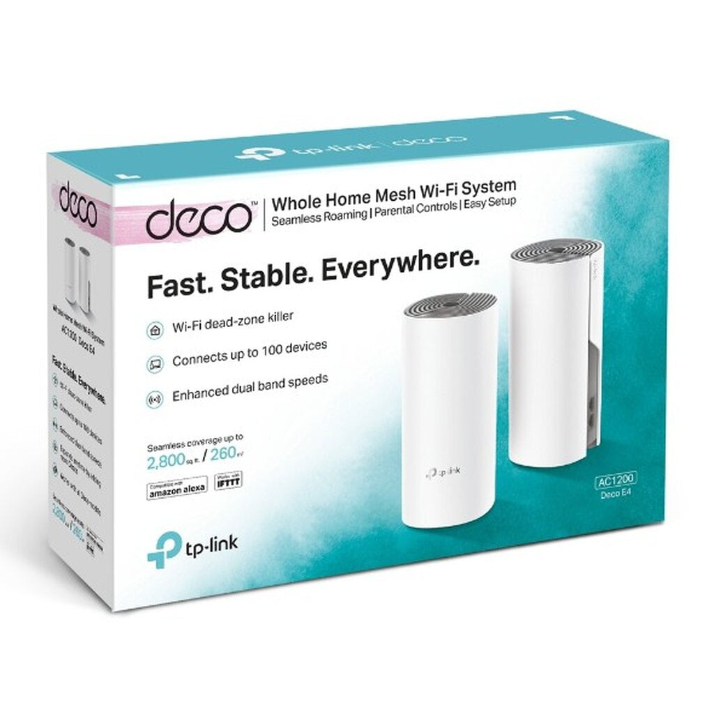 TP-LINK DECO E4 (2-PACK) AC1200 WHOLE HOME MESH WI-FI SYSTEM 2X 10/100 MBPS PORST