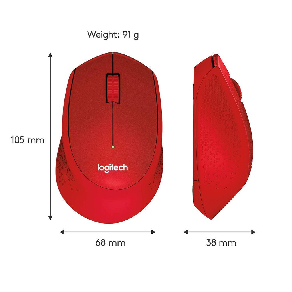 MOUSE (เม้าส์ไร้สายไร้เสียงคลิก) LOGITECH M331 RED WIRELESS SILENT PLUS CORDLESS