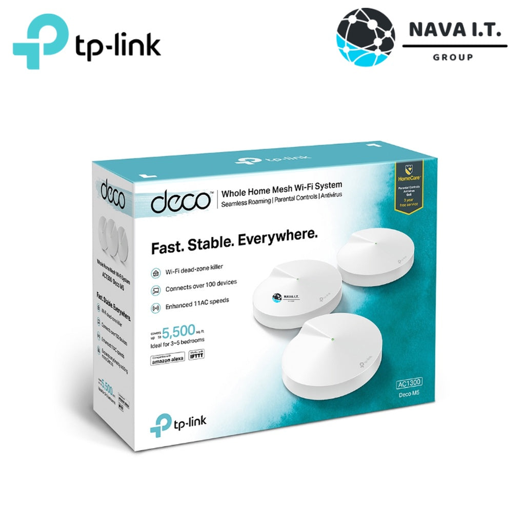 TP-LINK DECO M5 PACK 3 WHOLE HOME (โฮลโฮม) MESH WI-FI AC1300 1กล่องมี3ชิ้น