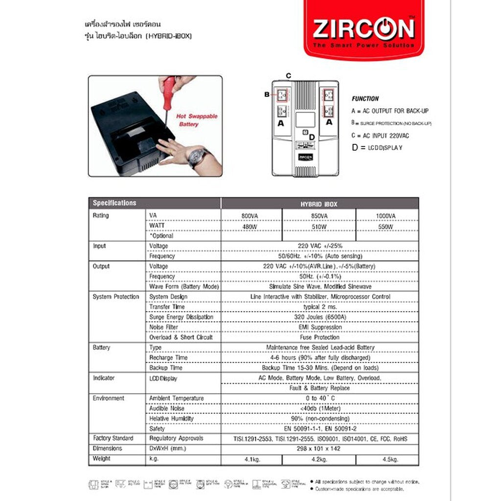 ZIRCON IBOX 1000VA /550W