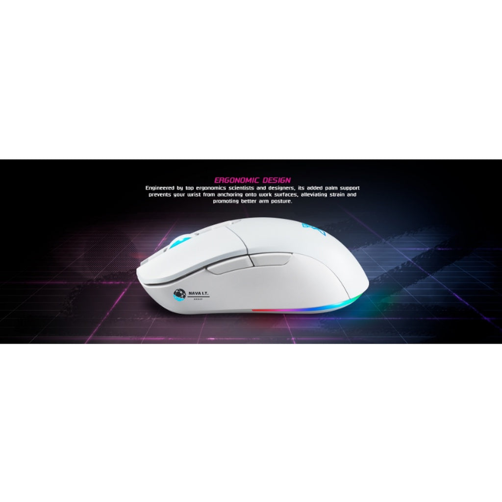 NUBWO เมาส์เกมมิ่ง เมาส์ไร้สาย X55 WHITE ARCADIA WIRELESS MACRO MOUSE ประกัน 2ปี