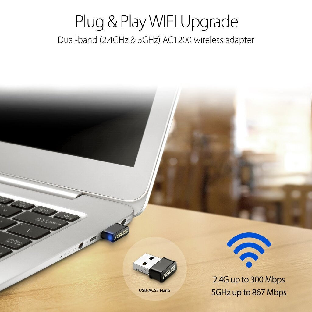 ASUS USB-AC53 NANO WIRELESS USB ADAPTER ยูเอสบีไวไฟ DUAL BAND AC1200 รับประกัน 3 ปี