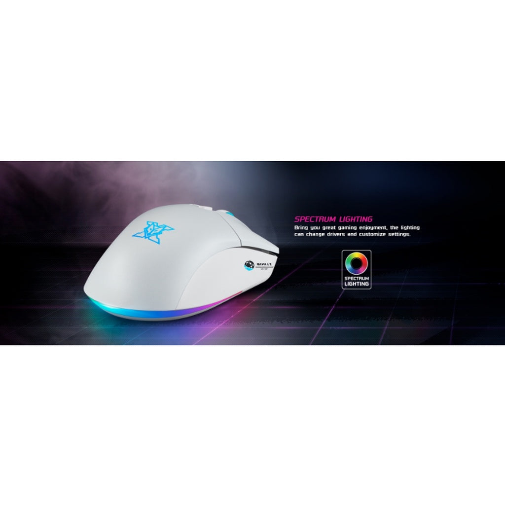 NUBWO เมาส์เกมมิ่ง เมาส์ไร้สาย X55 WHITE ARCADIA WIRELESS MACRO MOUSE ประกัน 2ปี